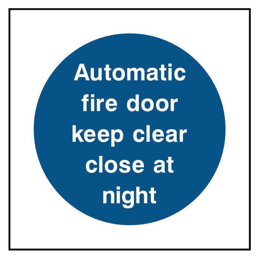 Automatic Fire Door Close at Night Sign