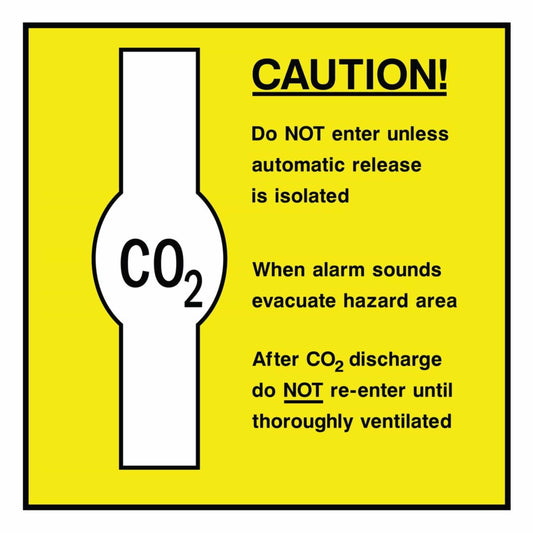 Caution CO2 Automatic Release Sign