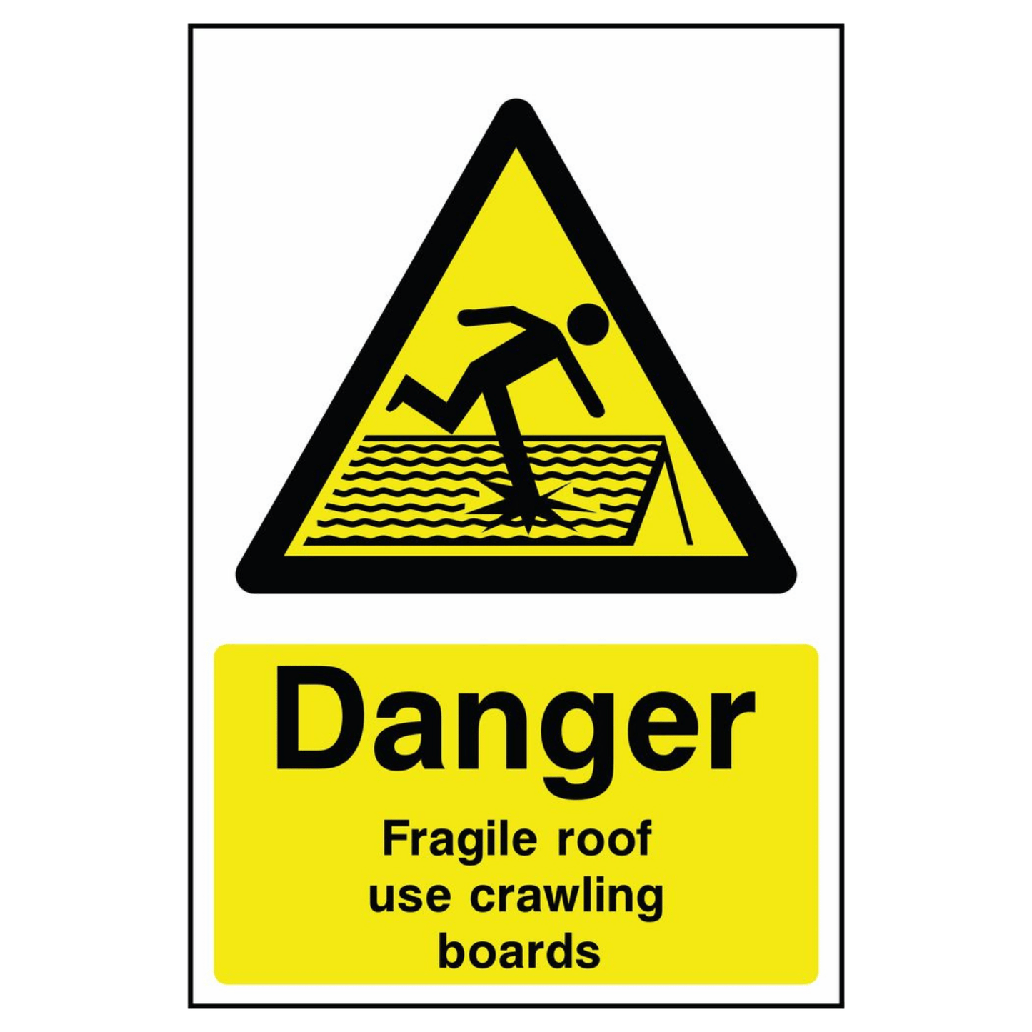 Danger - Fragile Roof - Use Crawling Board Sign