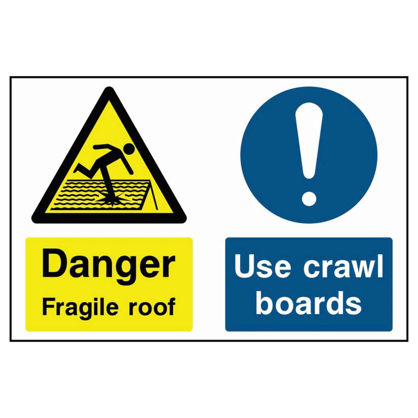 Danger Fragile Roof Use Crawling Boards Sign