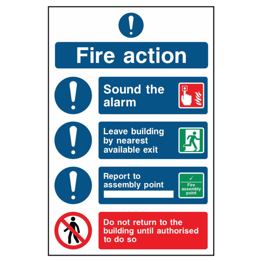 Do Not Return Building Fire Action Sign