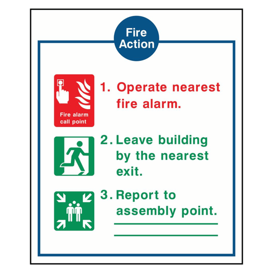 Emergency Escape Fire Action Notice Sign