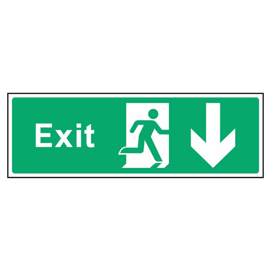 Emergency Fire Exit Bottom Arrow Sign