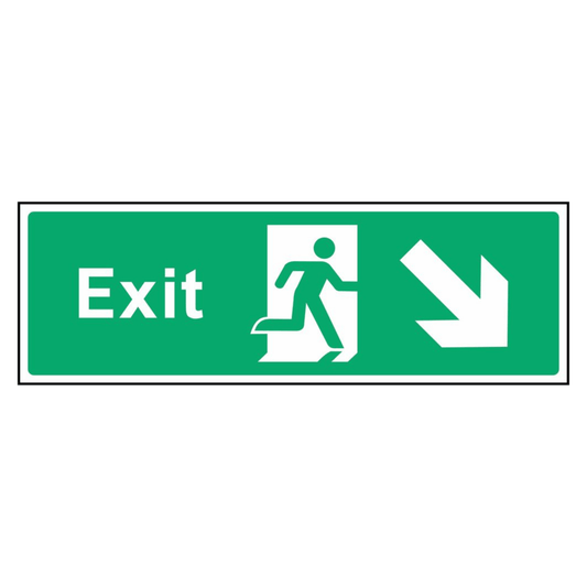 Emergency Fire Exit Bottom Right Arrow Sign