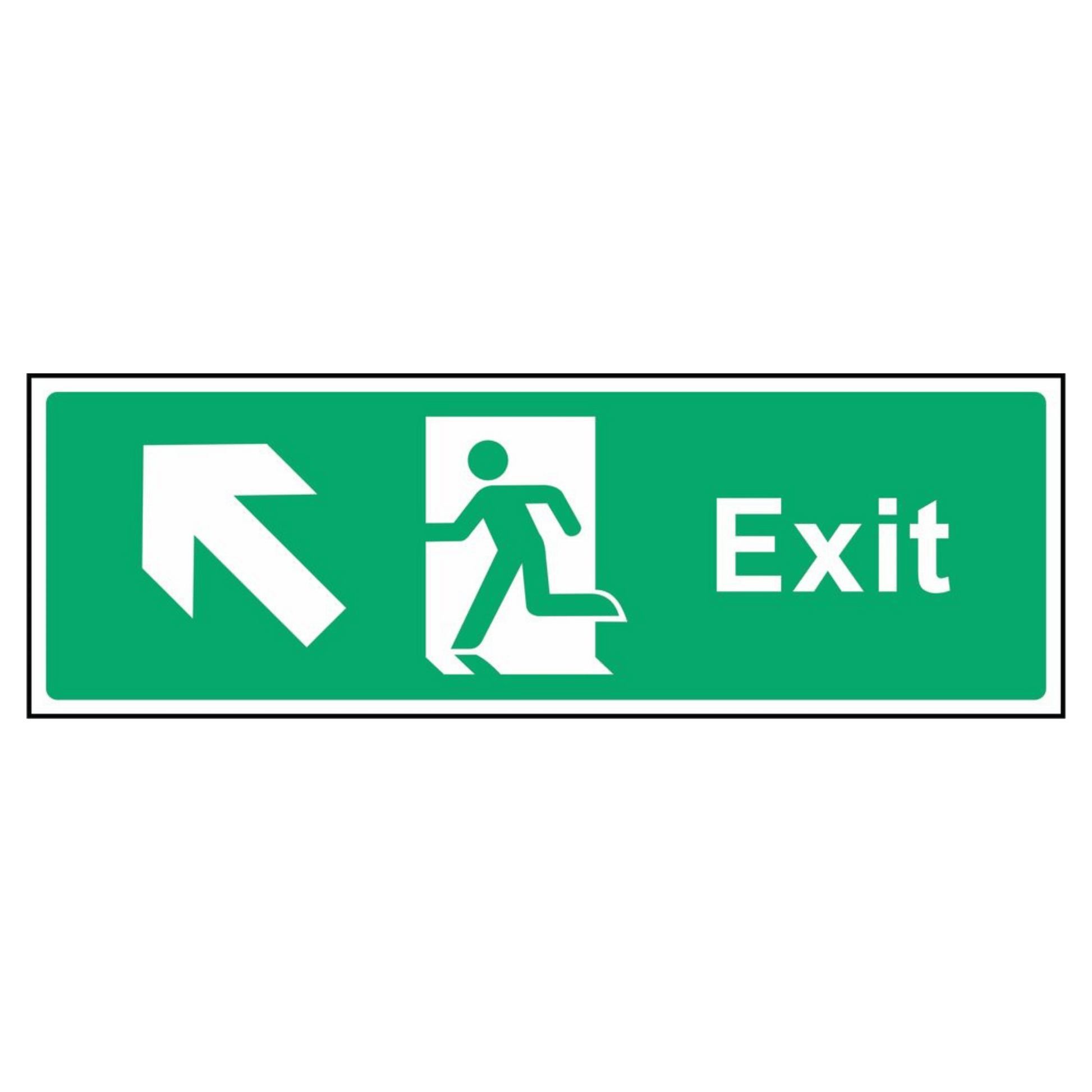 Emergency Fire Exit Upper Left Arrow Sign