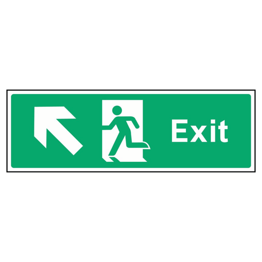 Emergency Fire Exit Upper Left Arrow Sign