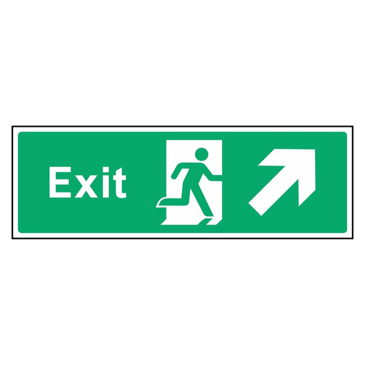 Emergency Fire Exit Upper Right Arrow Sign