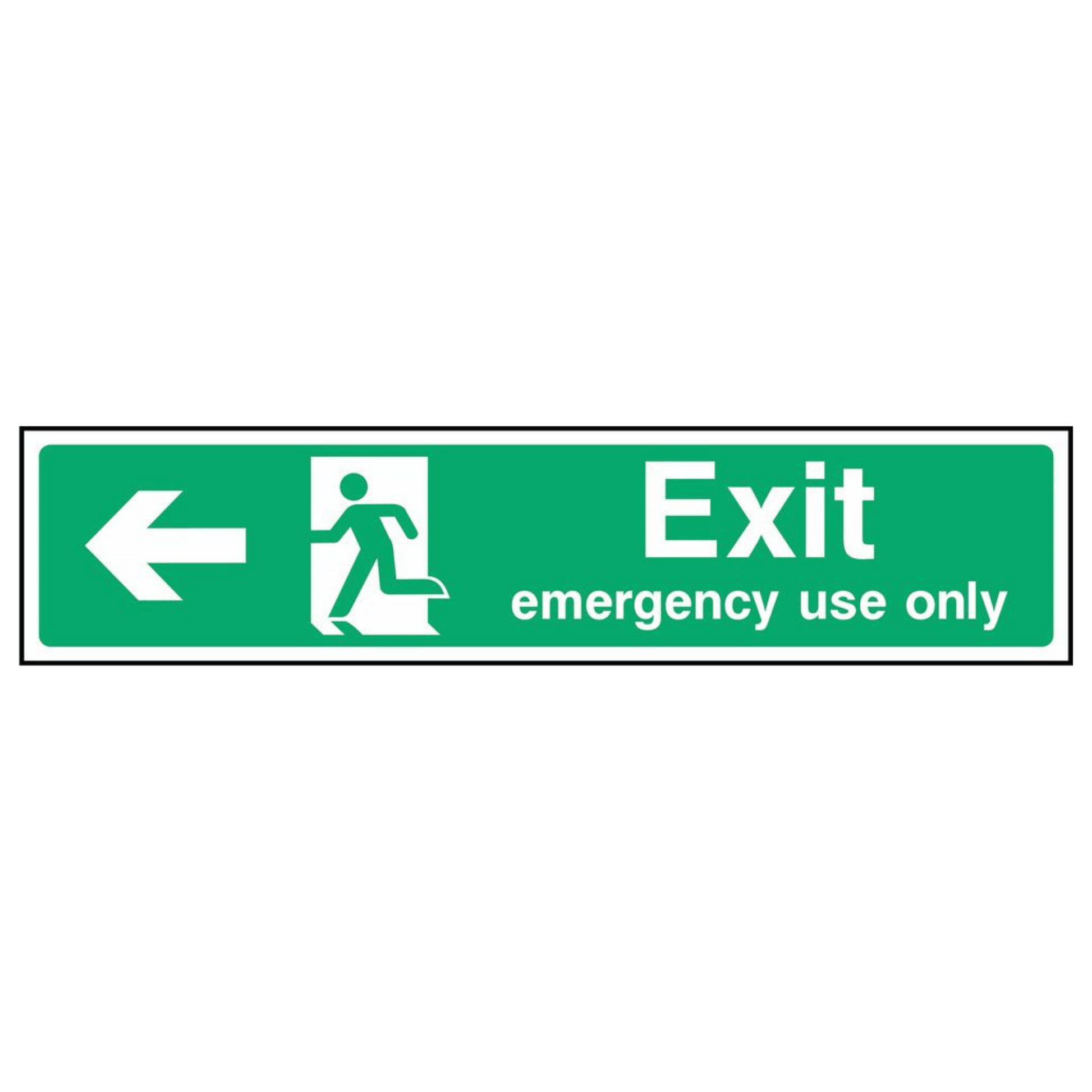 Emergency Use Only Left Arrow Fire Door Sign