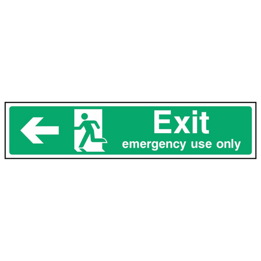 Emergency Use Only Left Arrow Fire Door Sign