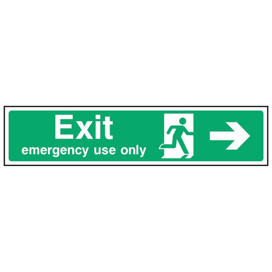 Emergency Use Only Right Arrow Fire Door Sign