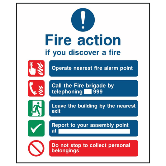What To Do in a Fire Notice Sign