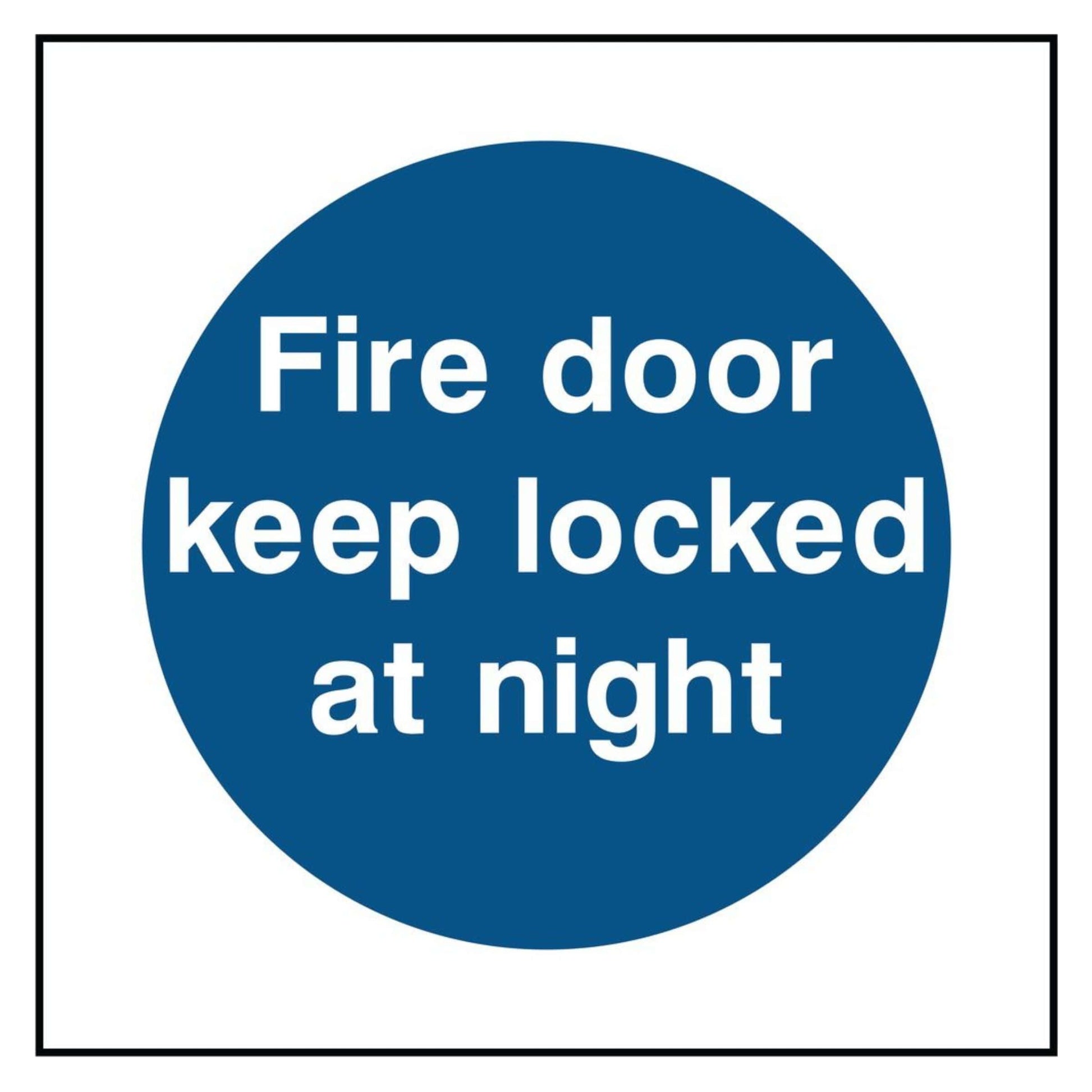 Fire Door Keep Locked at Night Sign