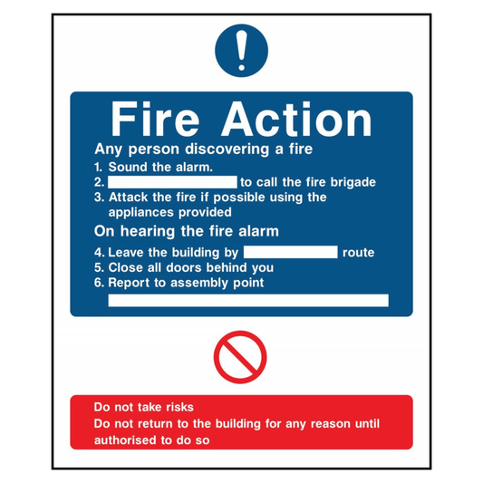 Fire Emergency Workplace Fire Action Sign
