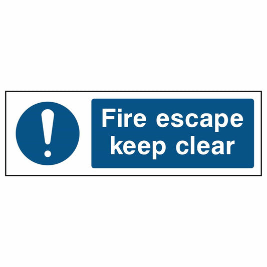 Fire Escape Keep Clear Rectangle Sign