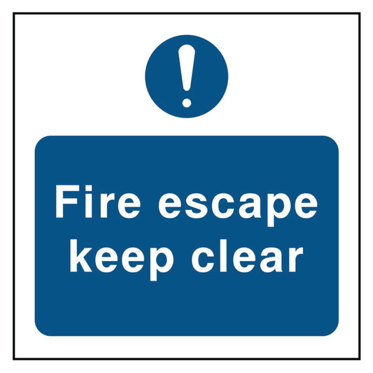 Fire Escape Keep Clear Square Sign