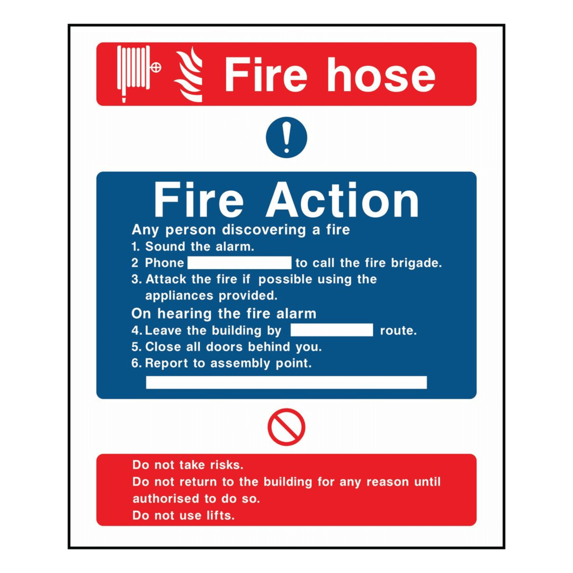 Fire Hose - Fire Action Sign