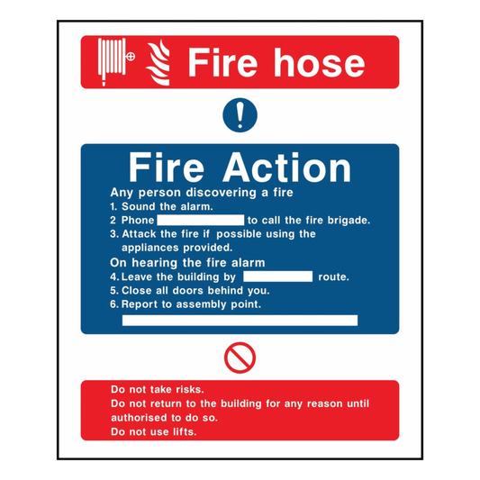 Fire Hose - Fire Action Sign