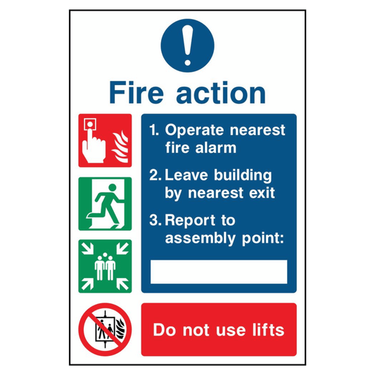 Fire Procedure Action Notice Sign