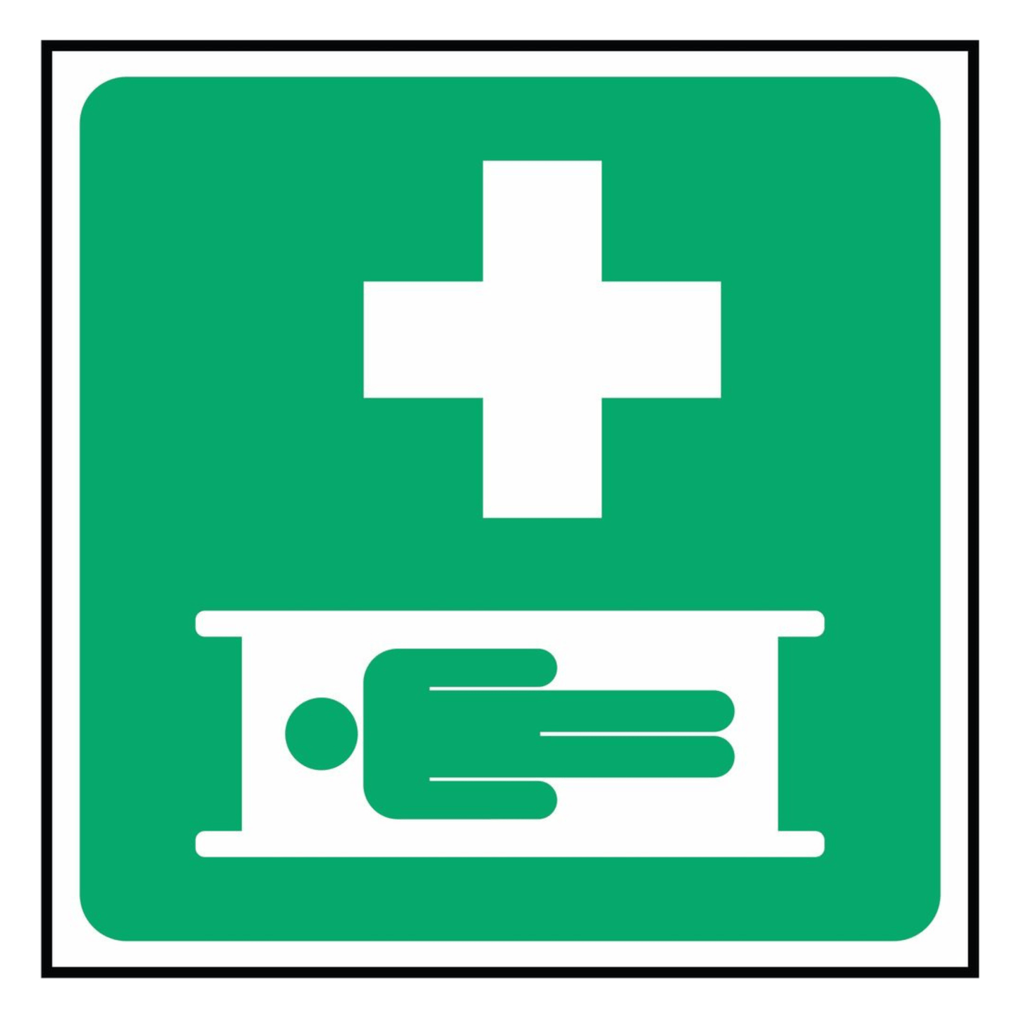 Green First Aid Stretcher Symbol Sign