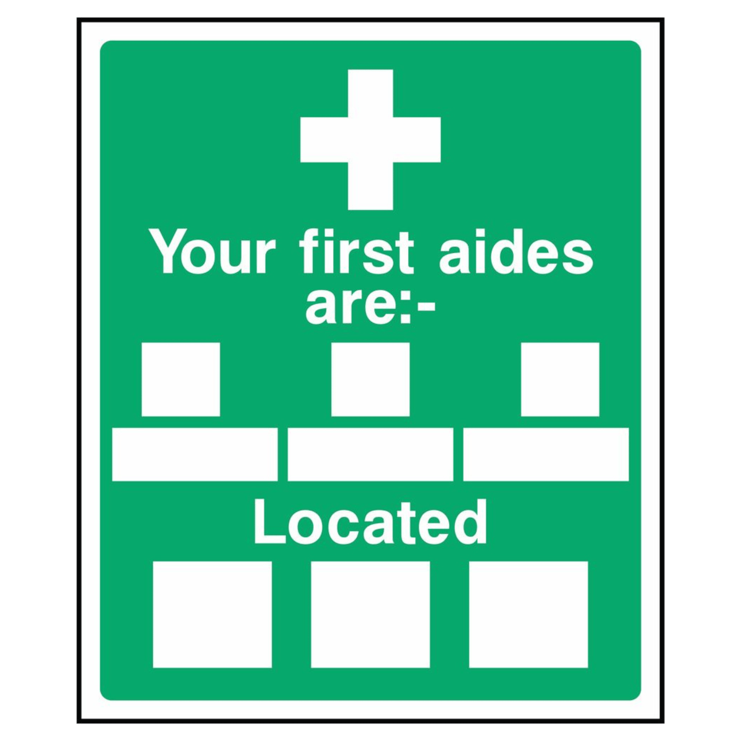 Green First Aiders Location Sign