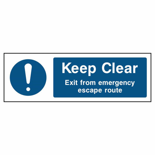 Keep Clear Exit from Emergency Escape Route Sign