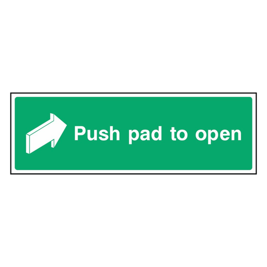 Push Pad to Open Right Fire Escape Sign