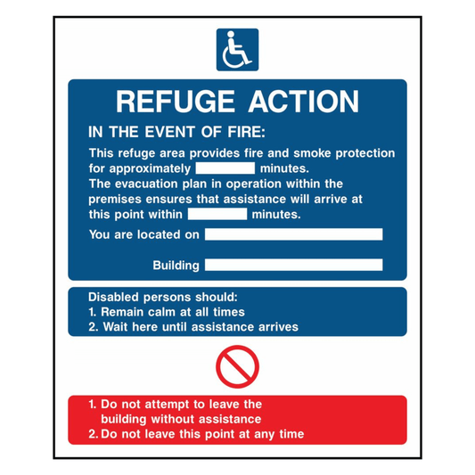 Refuge Action - Fire Notice Sign