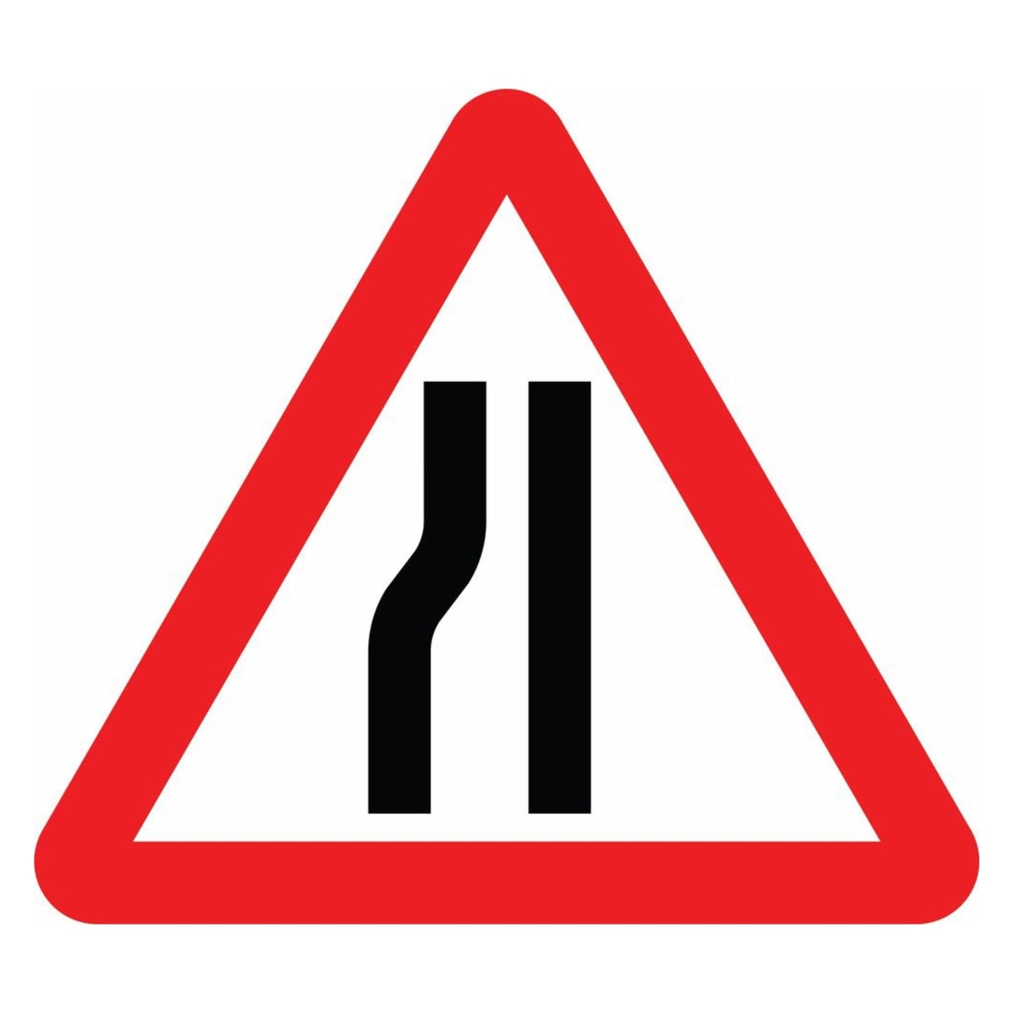 Road Narrows on Left Sign