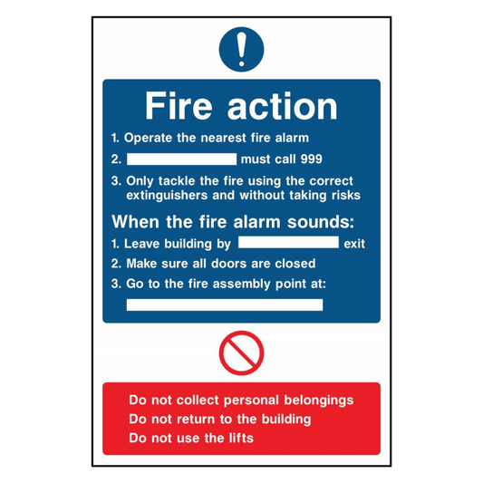 When The Fire Alarm Sounds Fire Action Sign