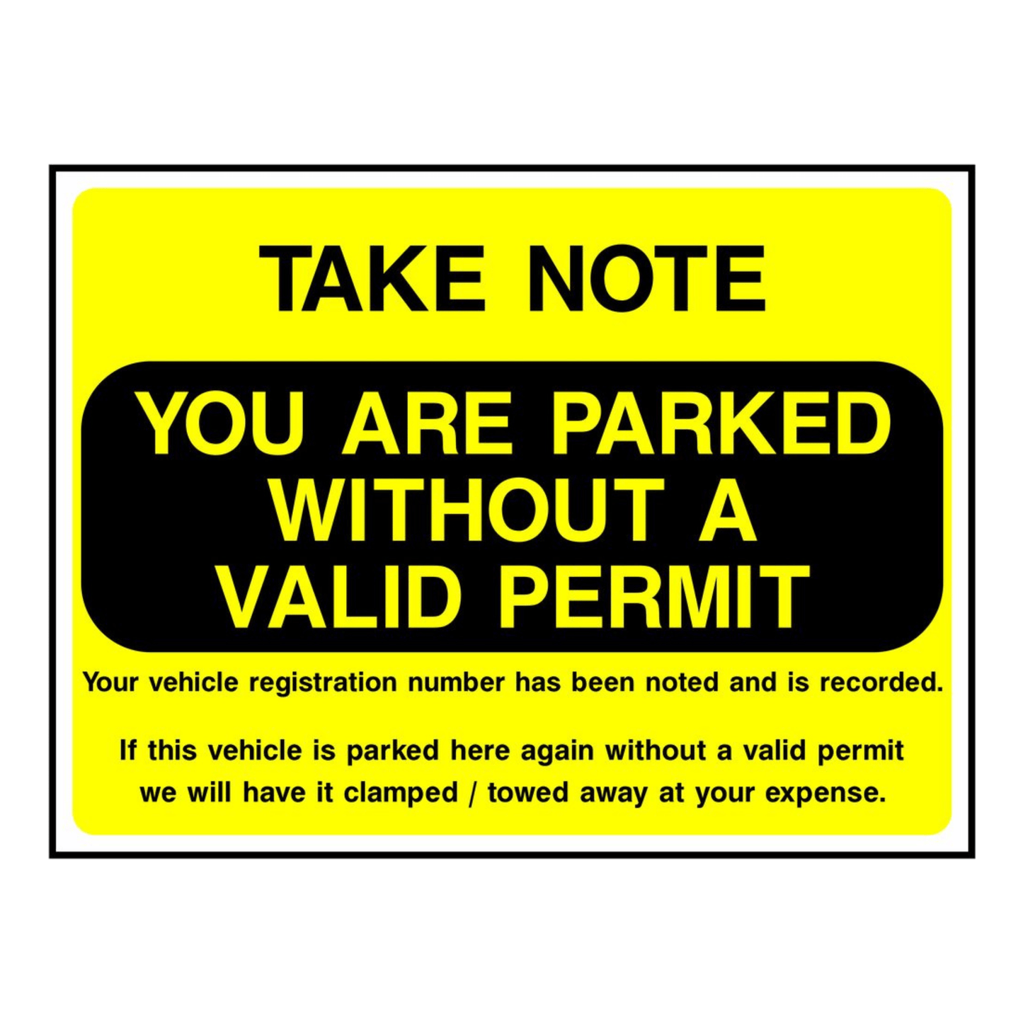 You Are Parked Without a Valid Permit Sign