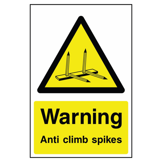 Anti Climb Spikes Warning Sign