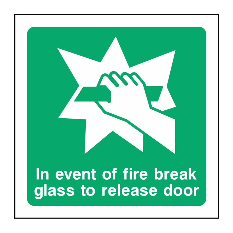 Break Glass to Release Door Sign - The Safety Sign Depot