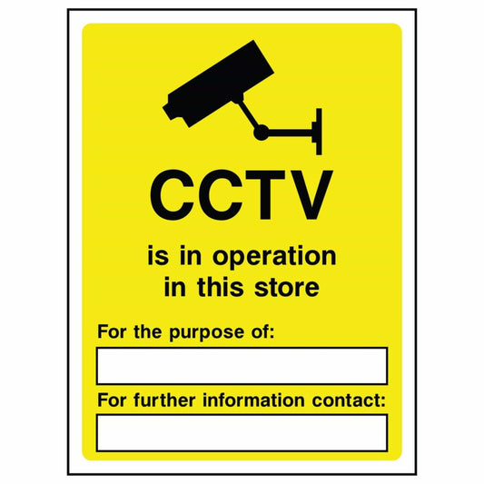 CCTV is in Operation In This Store SIgn