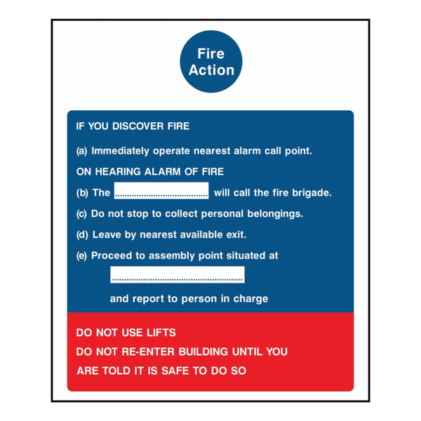 Custom Fire Action Notice Sign - The Safety Sign Depot