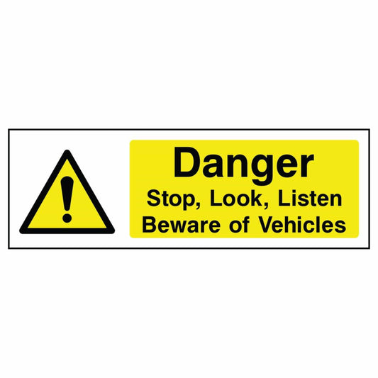 Danger Beware of Vehicles Sign