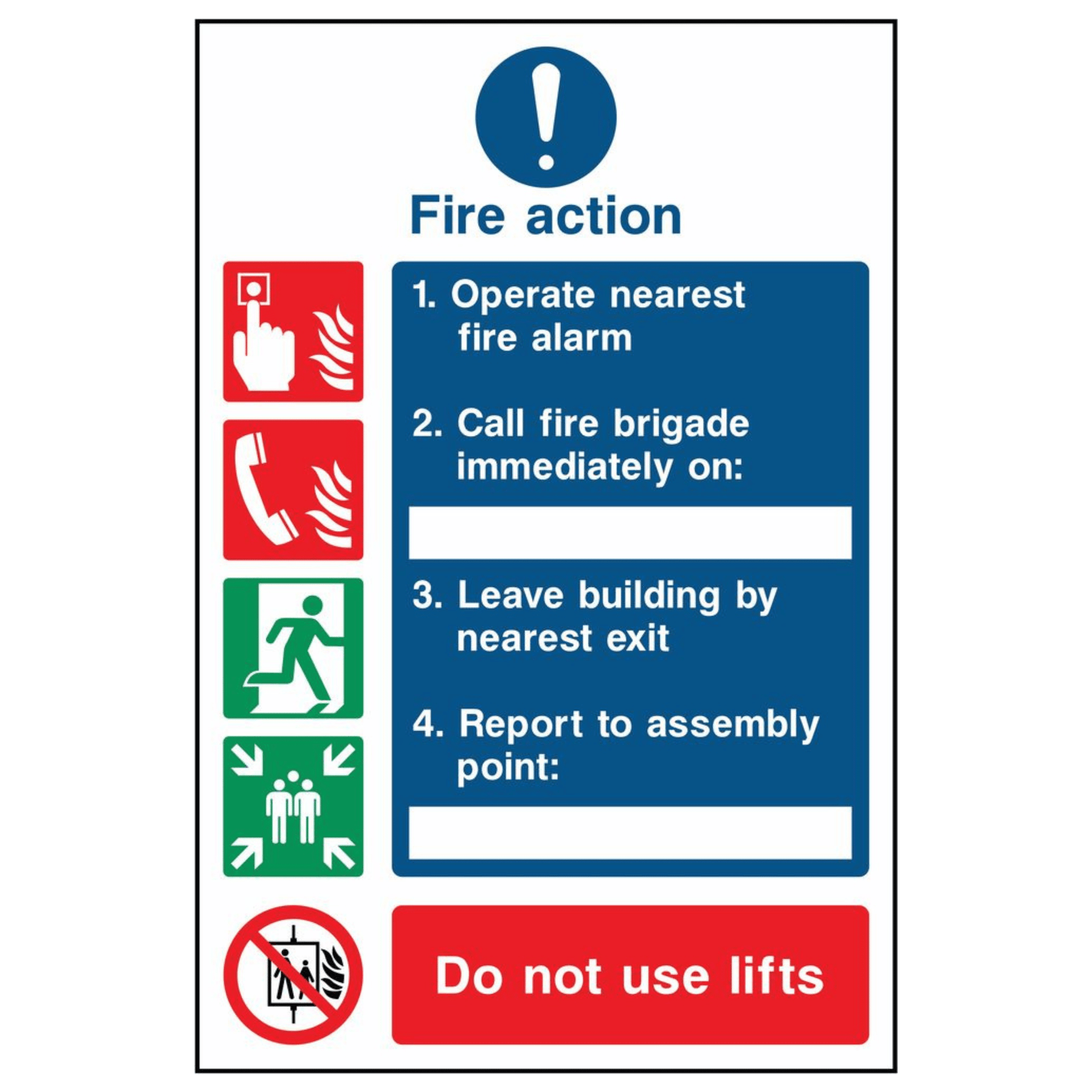 Do Not Use Lifts Fire Action Signs 