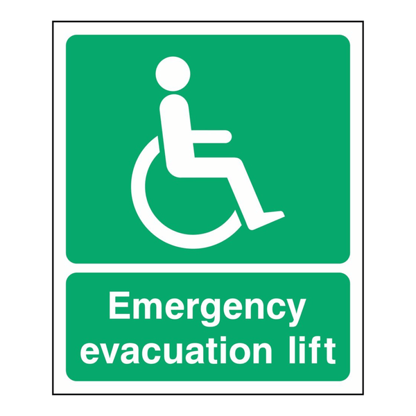 Emergency Evacuation Lift Sign - The Safety Sign Depot