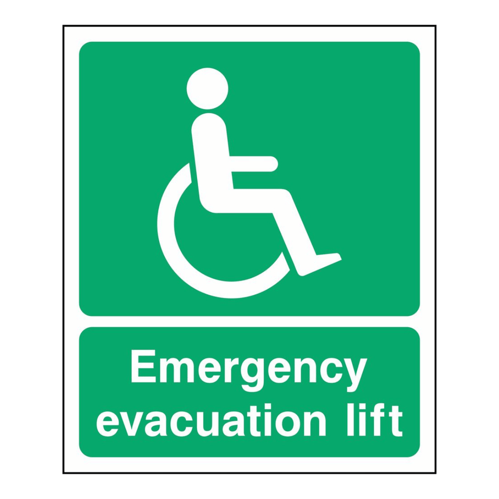 Emergency Evacuation Lift Sign - The Safety Sign Depot