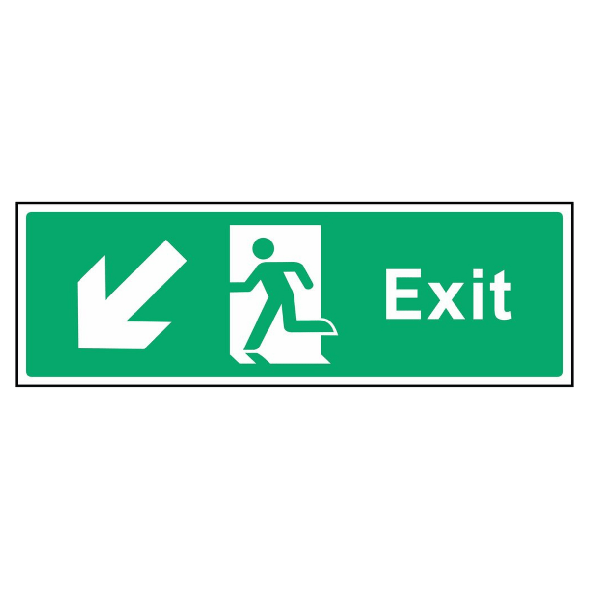 Emergency Fire Exit Bottom Left Arrow Sign - The Safety Sign Depot