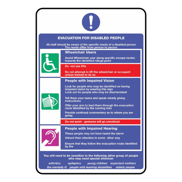 Evacuation for Disabled People Notice Sign - The Safety Sign Depot