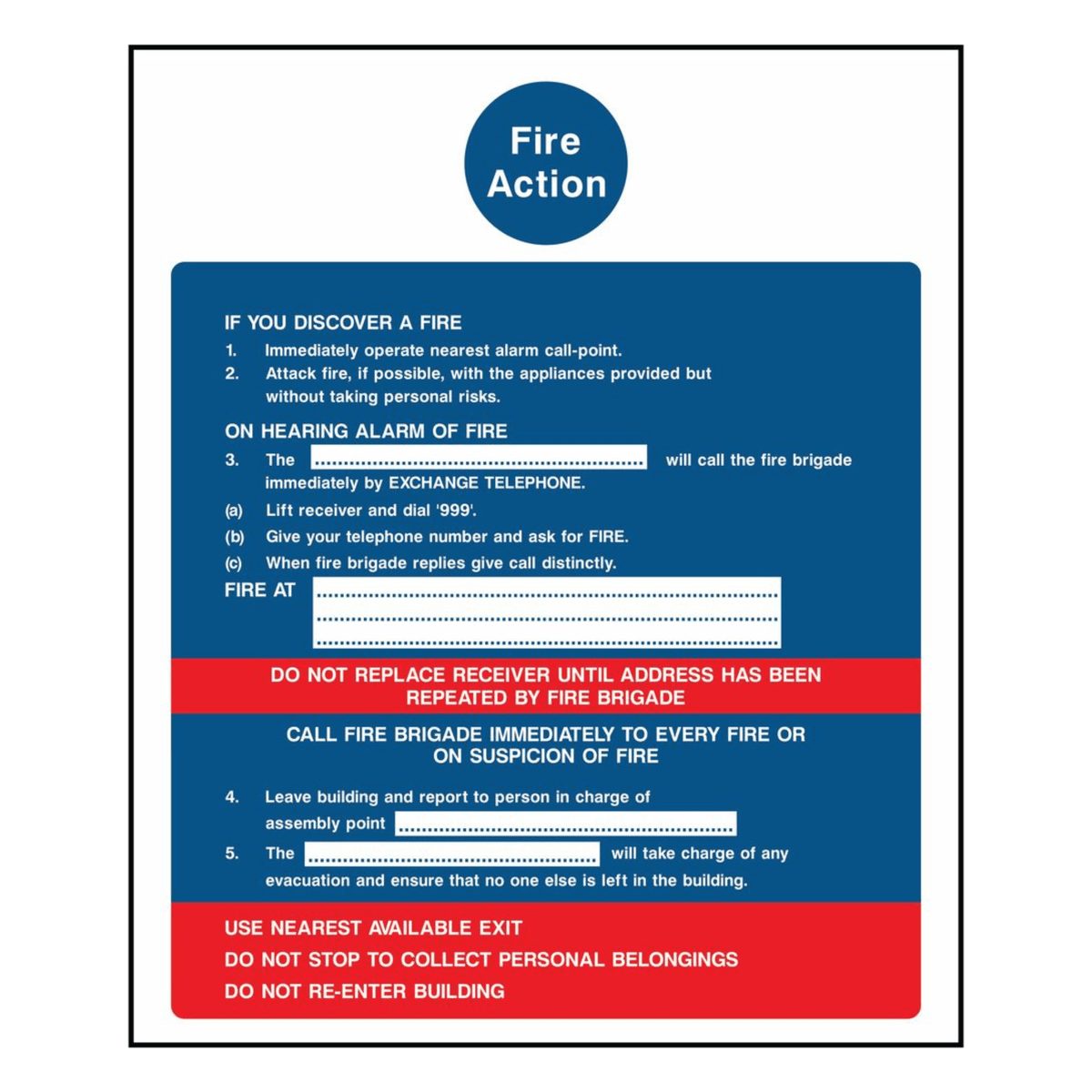 Report. Fire Sign Multi-Purpose Fire Action Notice Sign - The Safety Sign Depot