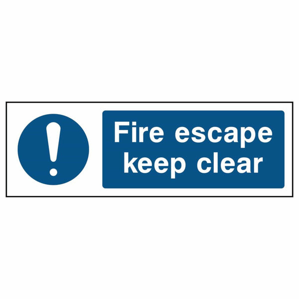 Fire Escape Keep Clear Rectangle Sign - The Safety Sign Depot