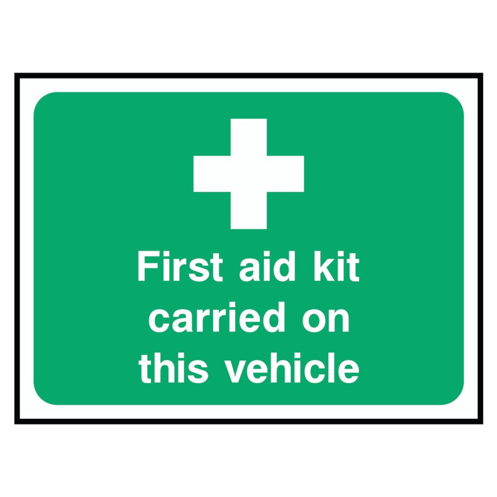 First Aid Kit Carried on This Vehicle sign