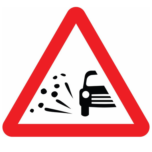 Flying Debris Road Warning Sign