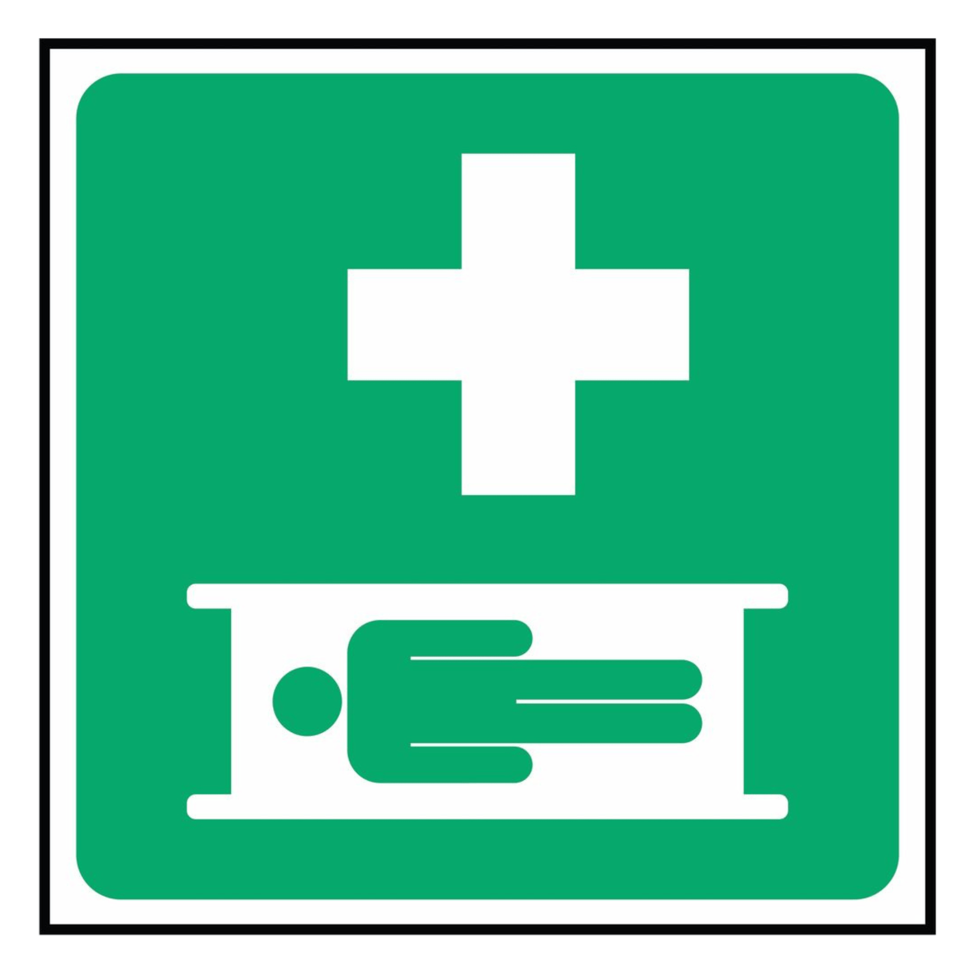 Green First Aid Stretcher Symbol Sign