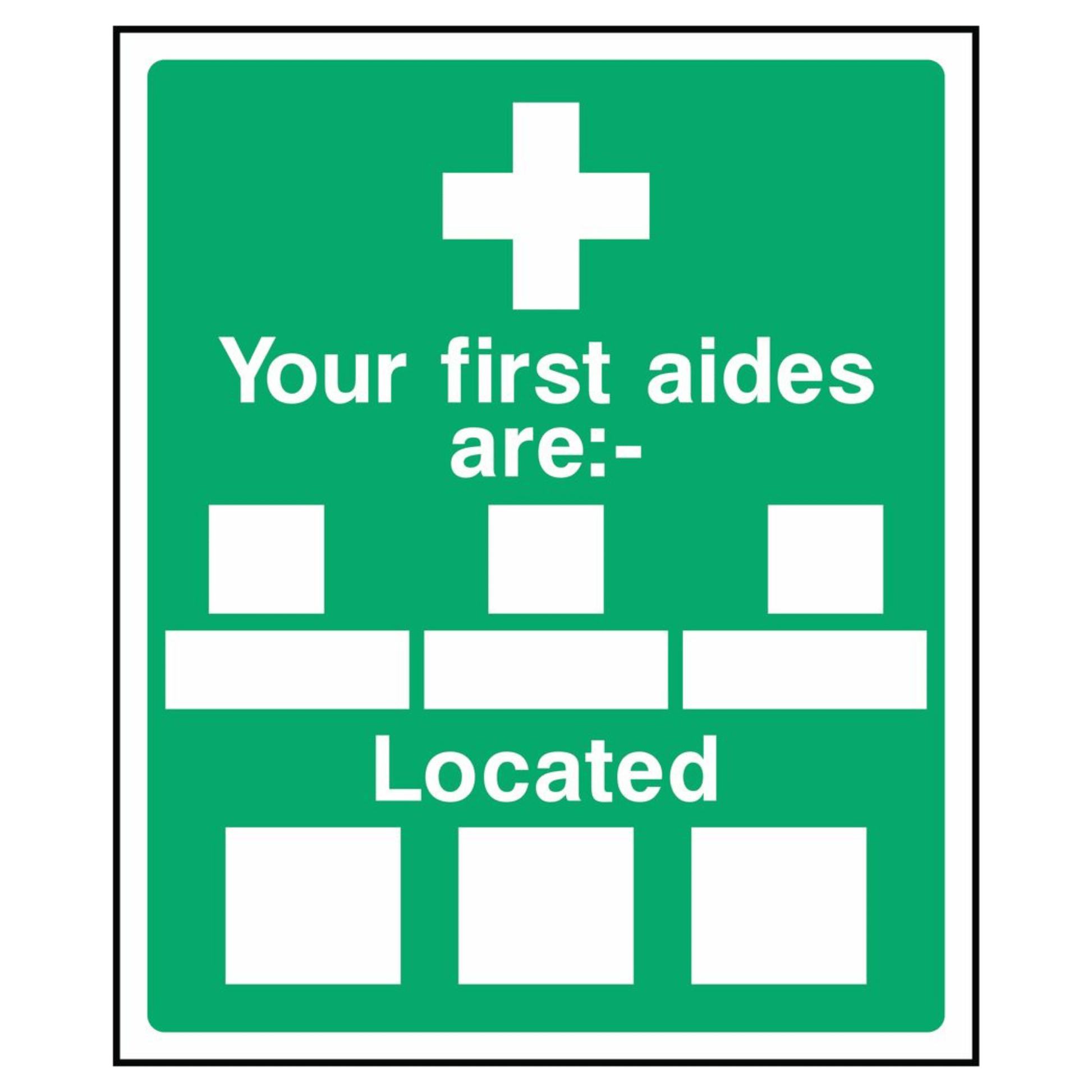 Green First Aiders Location Sign