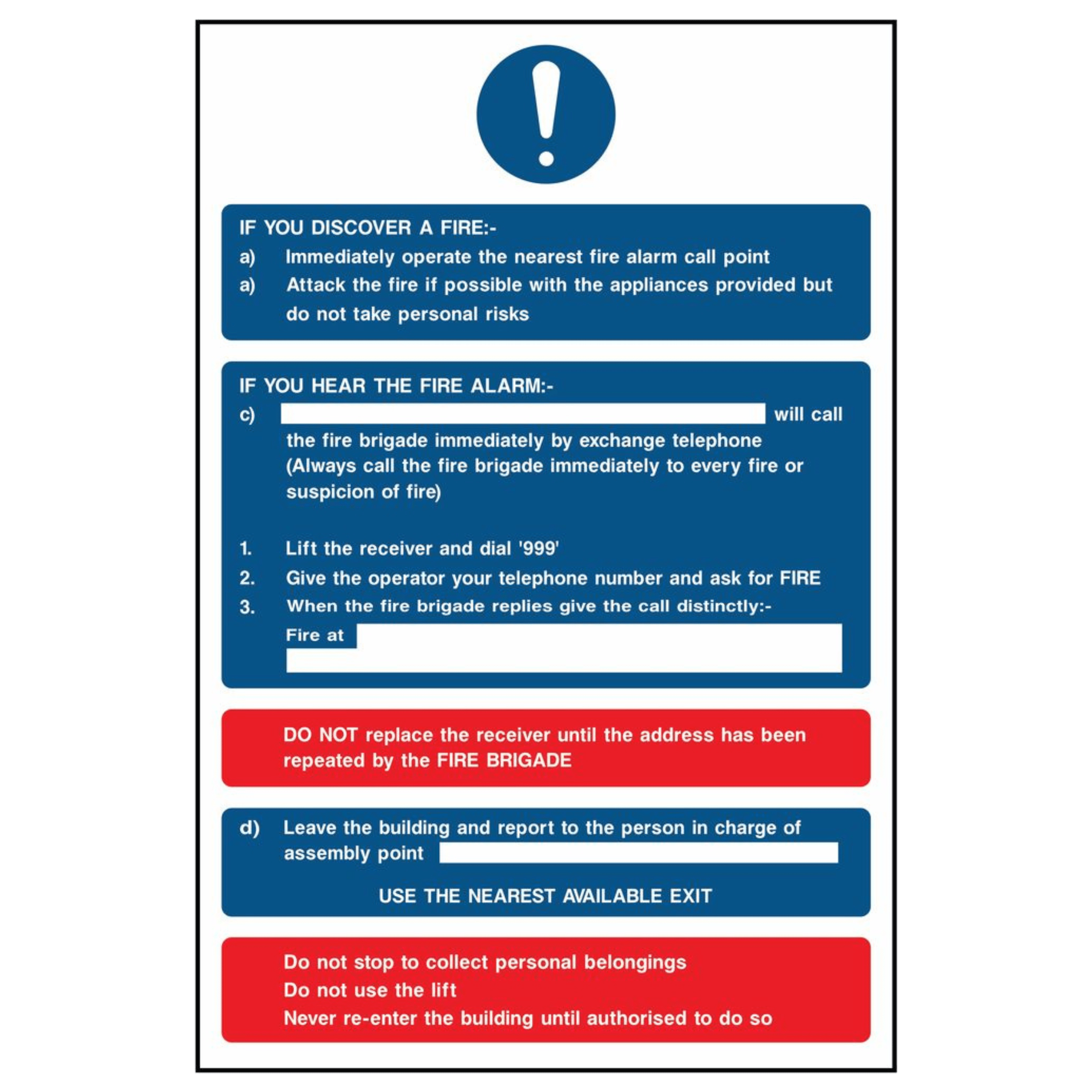 Fire Risk Notice If You Discover a Fire Workplace Notice Sign - The Safety Sign Depot