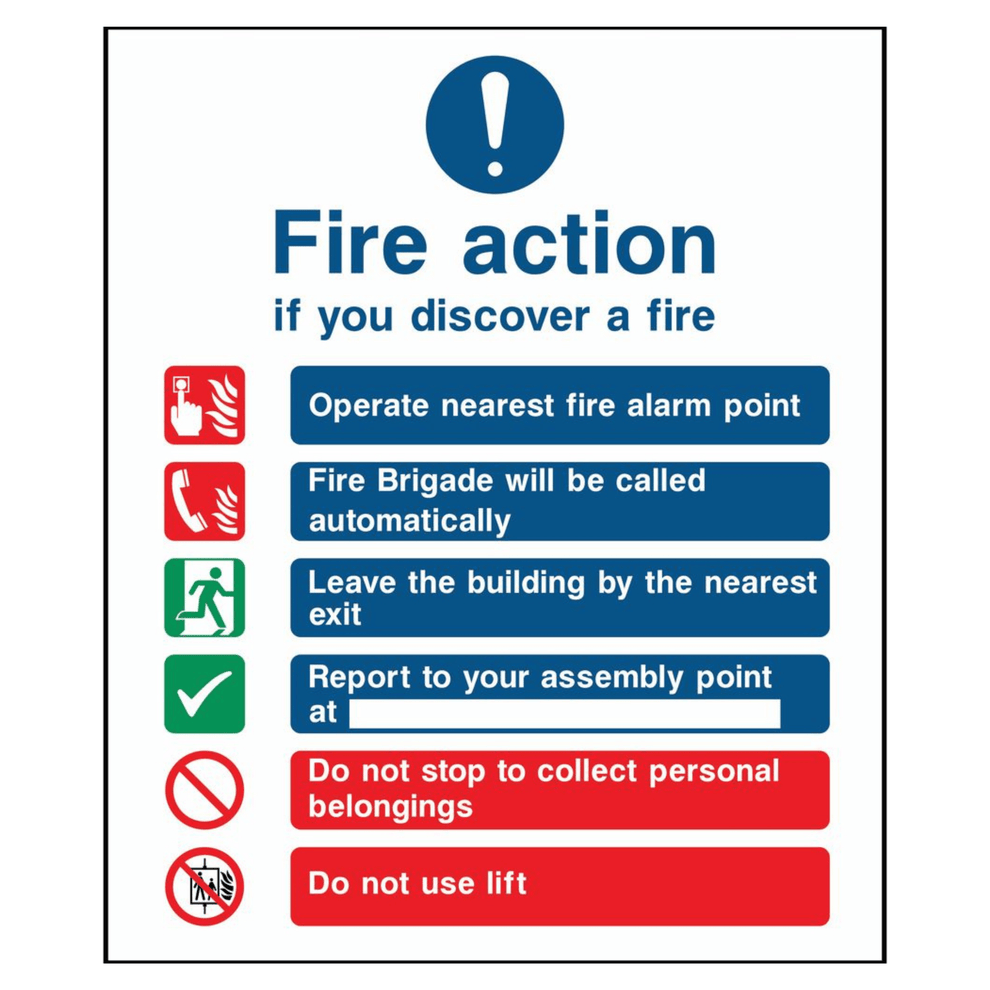 If You Discover a Fire - Fire Action Notice Sign - The Safety Sign Depot