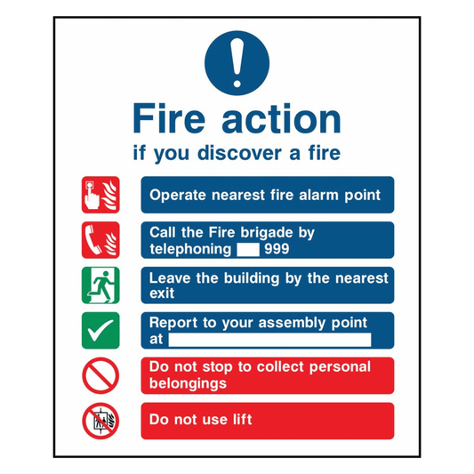 If You Discover a Fire Notice Sign
