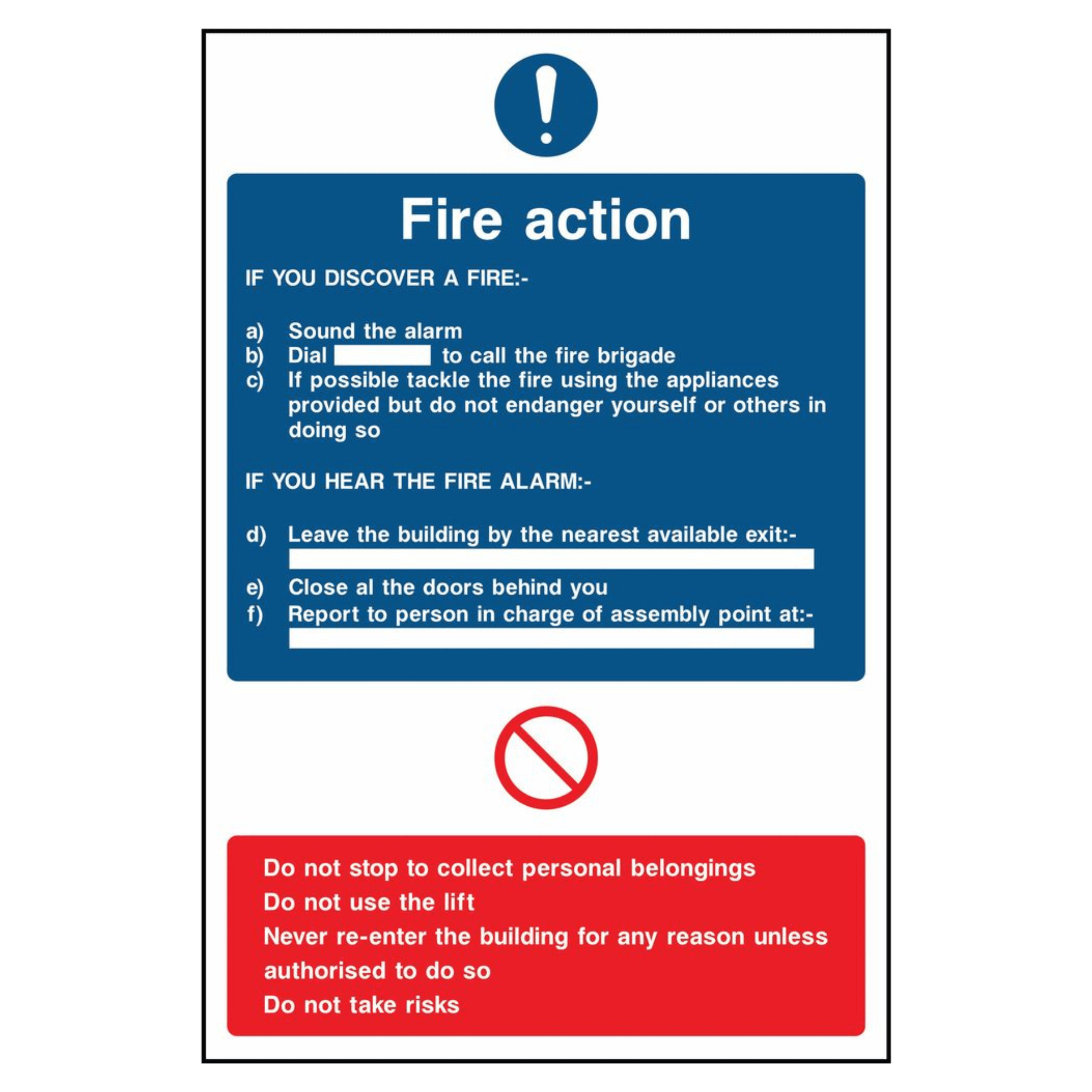 Fire Protest Sign In The Event of a Fire Emergency - Fire Action Sign - The Safety Sign Depot